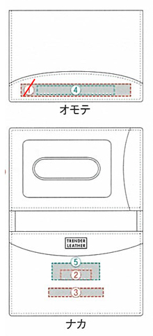 トレンダーレザー 05 パス入ダブル TLPP-05W 名入れ印刷可能範囲