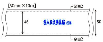 オリジナル50mmロール状フセン 名入れ印刷可能範囲