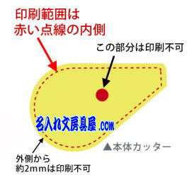 テープノフセン名入れ印刷可能範囲