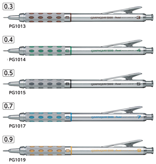 ぺんてる グラフギア1000 名入れカラーバリエーション