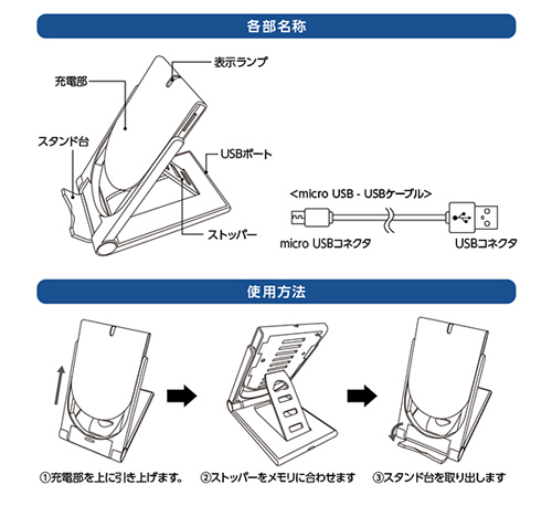 スタンドワイヤレス充電器折りたたみタイプ 5W TS-1708 名入れ特徴3