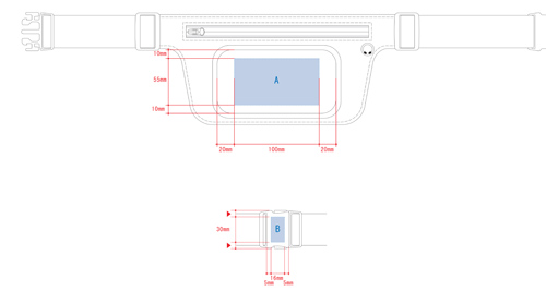 モバイルランニングポーチ TS-1333 名入れ印刷可能範囲