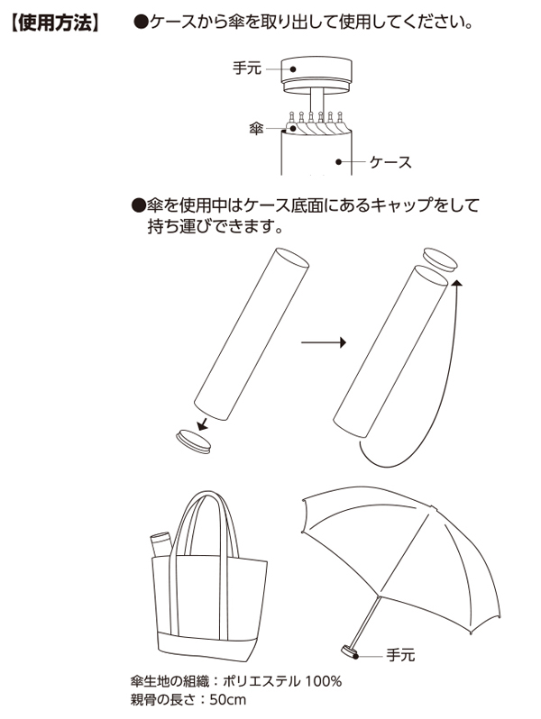 ボトルケースUV折りたたみ傘 TS-1390 名入れ商品特徴2